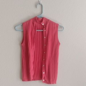 Ribbed Knit Button-Down Top
